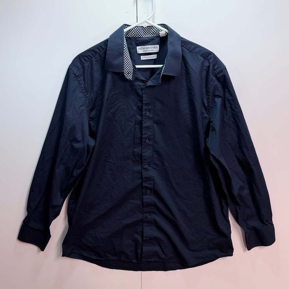 Nick Graham Everywhere Men's Stretch Modern Fit Long Sleeve Solid Button-Up